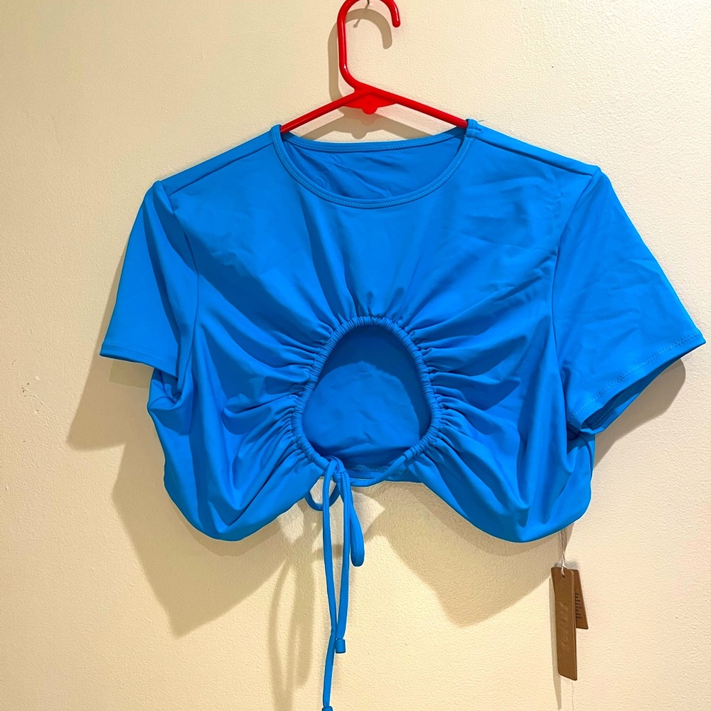 Skims Two Piece Signature Swim Blue Ruched Swimsuit XL
